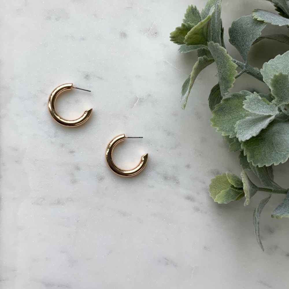 The Frances - Small Classic Gold Hoop - Picture 3 of 5